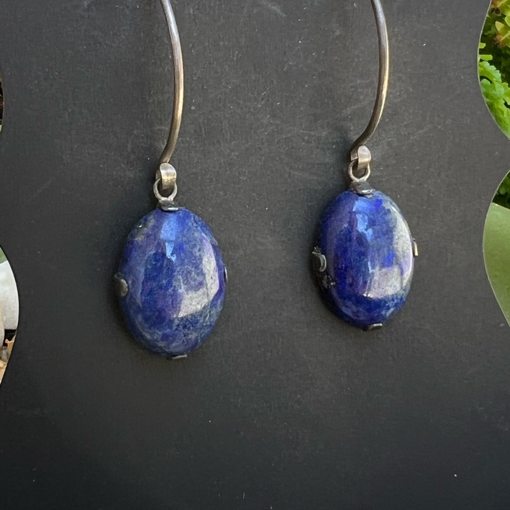 Vintage Lapis Lazuli Stone Drop Earrings